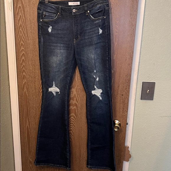 Kancan Distressed Flare Jeans - Picture 1 of 5